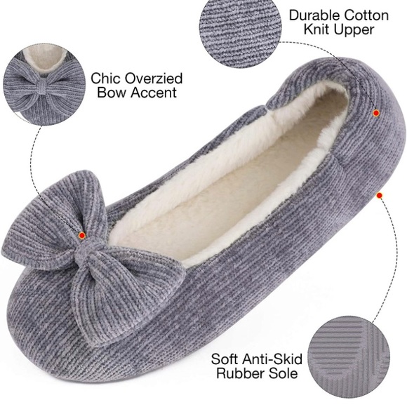 Fuzzy memory foam ballerina slippers - Picture 4 of 10